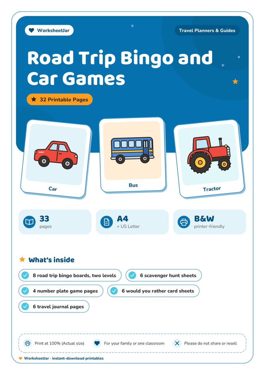 Road Trip Bingo and Car Games - cover