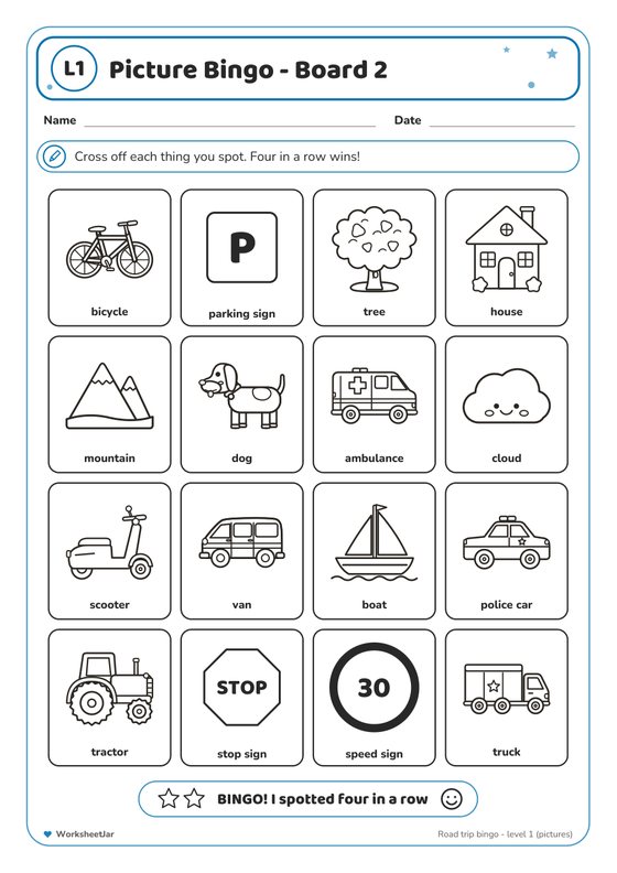 Road Trip Bingo and Car Games - inside page 2