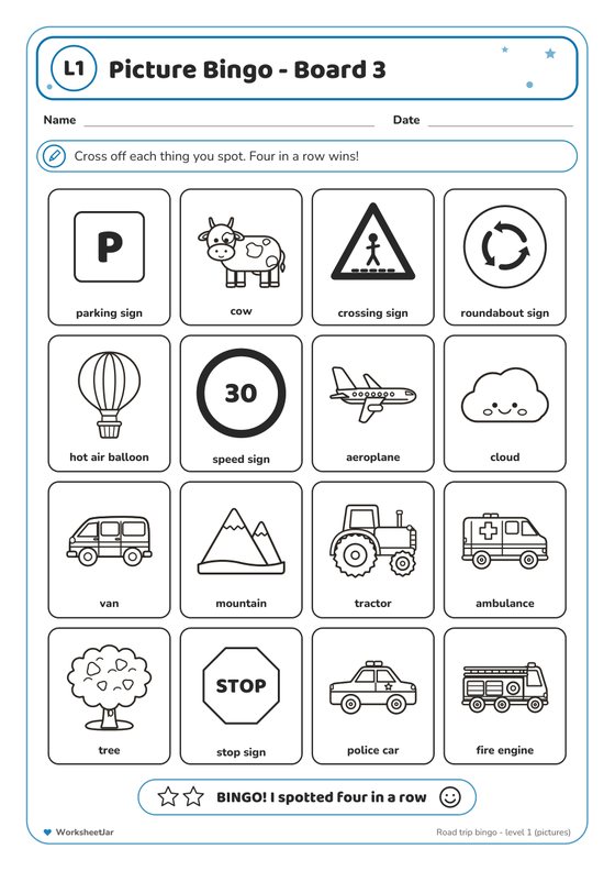Road Trip Bingo and Car Games - inside page 3