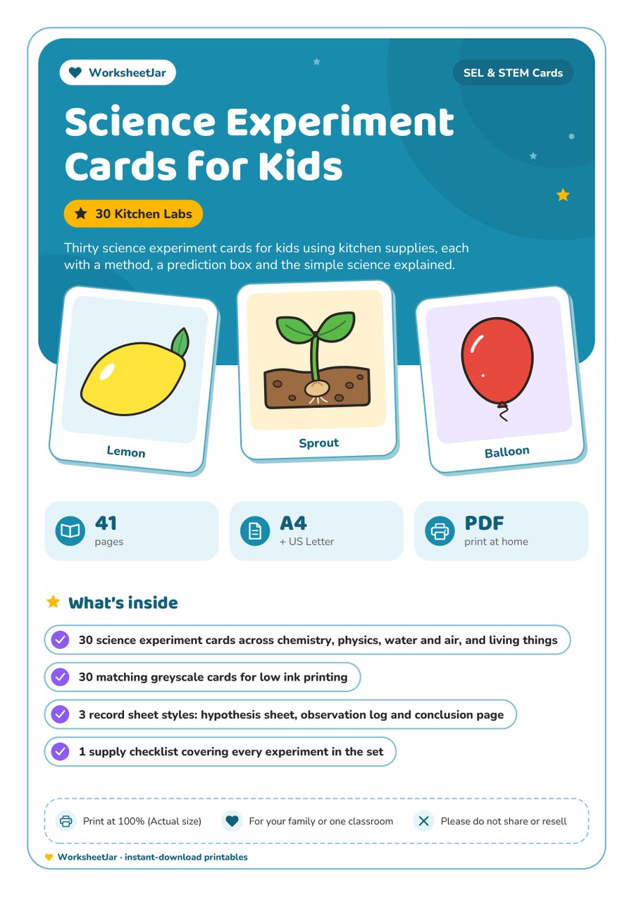 Science Experiment Cards for Kids - cover
