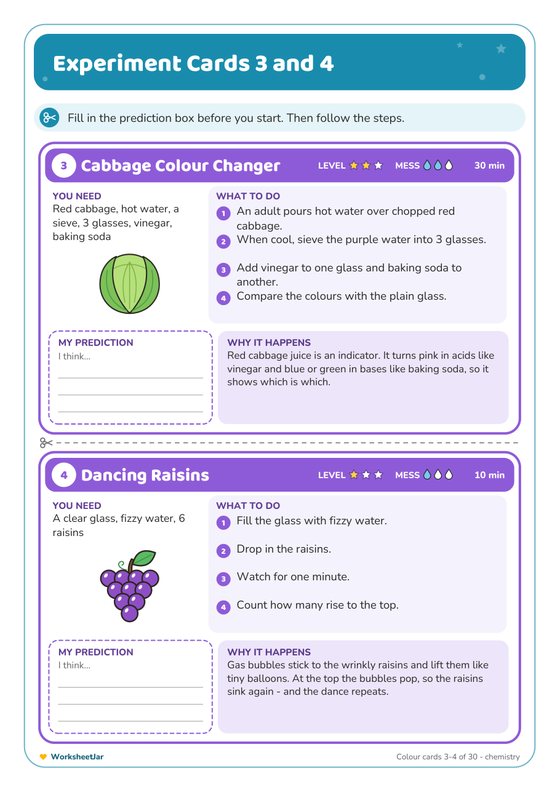 Science Experiment Cards for Kids - inside page 2