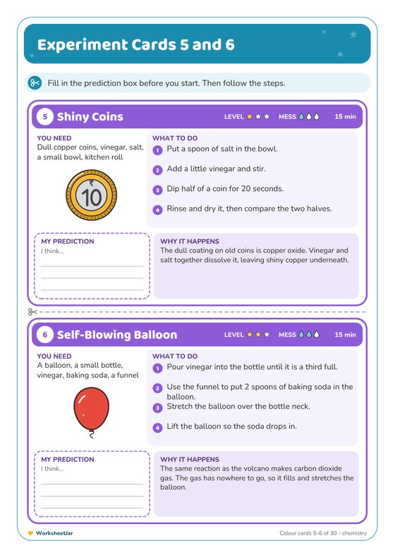 Science Experiment Cards for Kids - inside page 3
