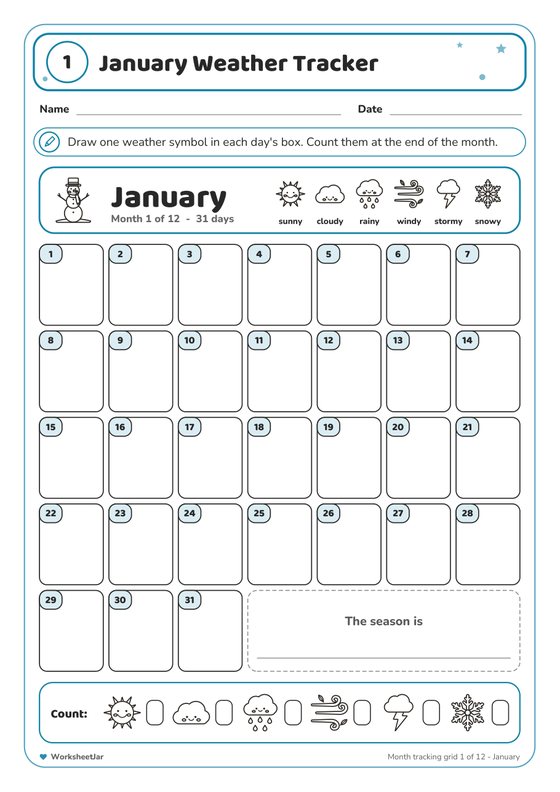 Seasons and Weather Charts - inside page 3
