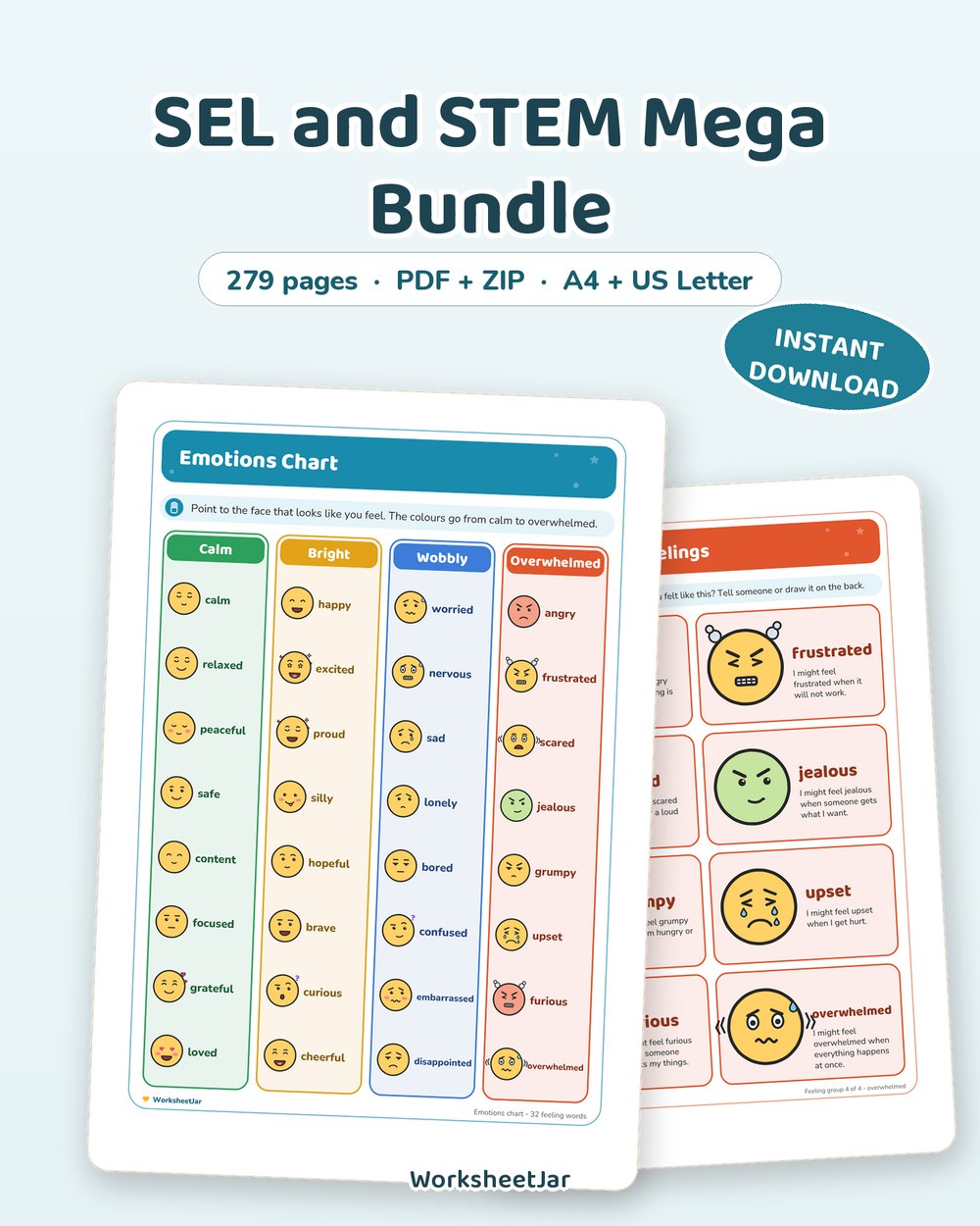 SEL and STEM Mega Bundle | 279 Pages Full Year Set - printable sel & stem cards PDF, page preview