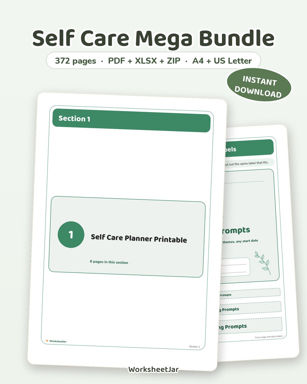Self Care Mega Bundle | 372 Pages of Wellness Printables - printable wellness & self-care PDF, page preview