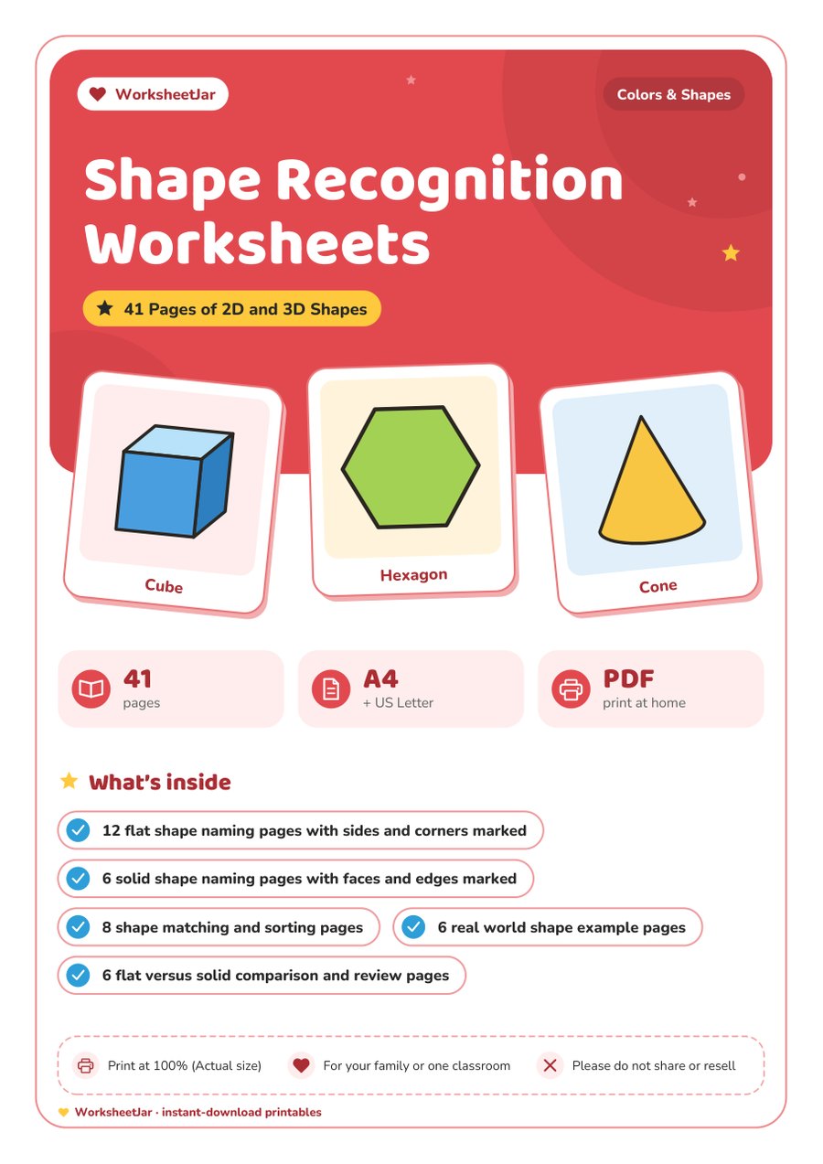 Shape Recognition Worksheets - cover