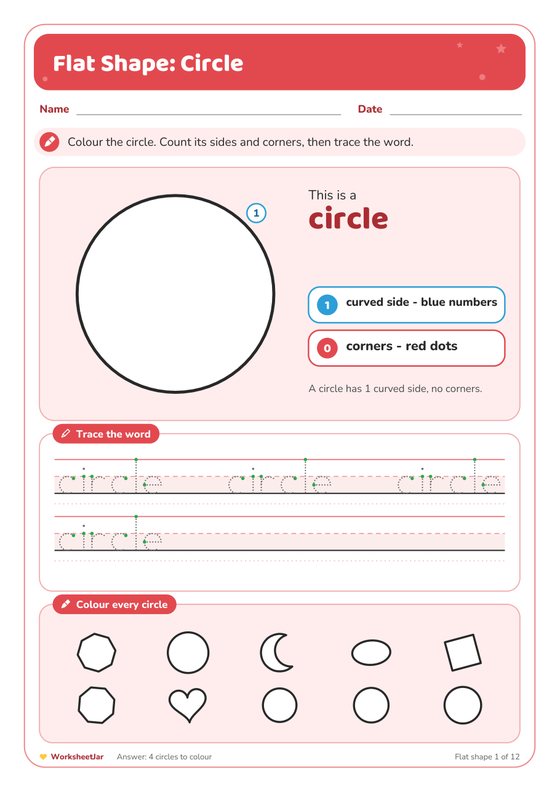 Shape Recognition Worksheets - inside page 1