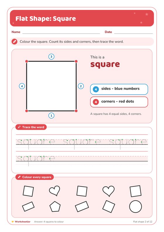 Shape Recognition Worksheets - inside page 2
