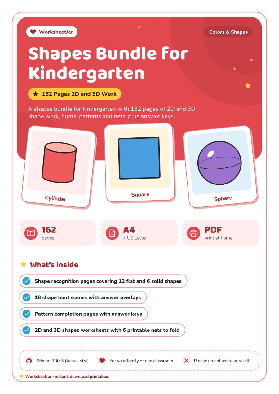 Shapes Bundle for Kindergarten - cover