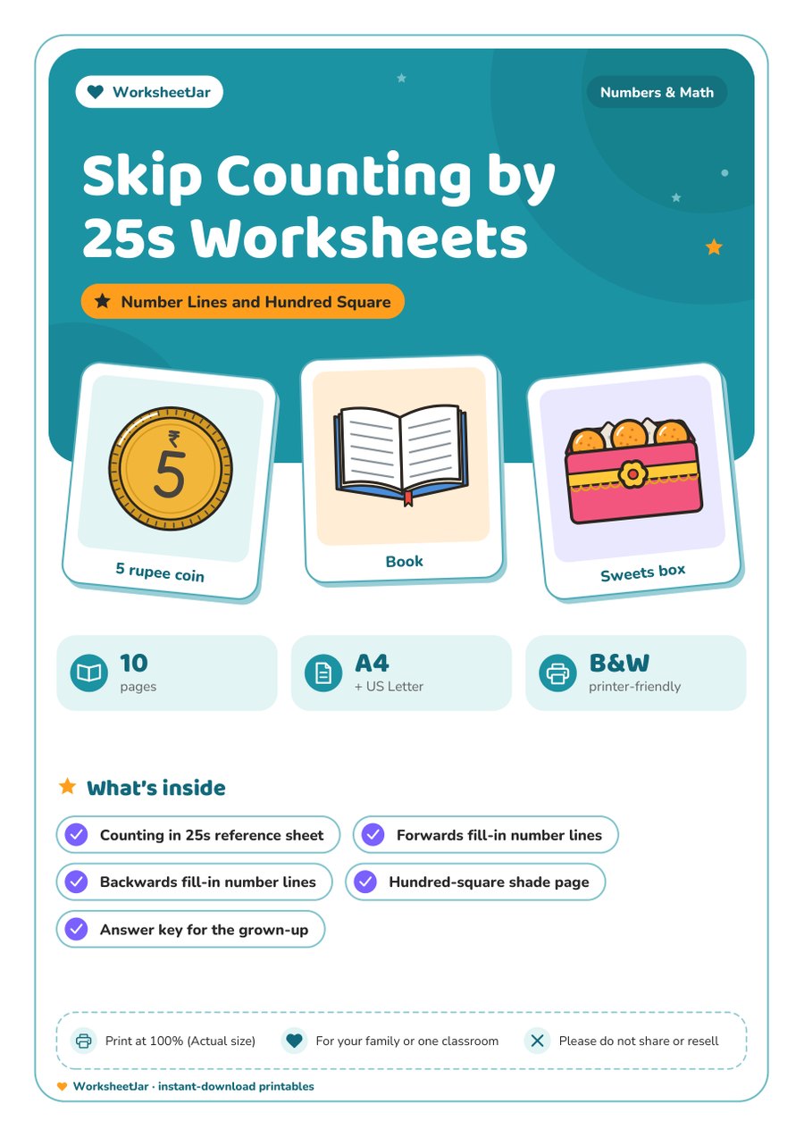 Skip Counting by 25s Worksheets - cover