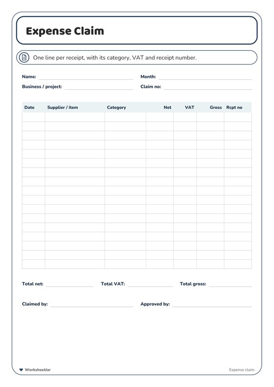 Expense and Timesheet Pack - inside page 2