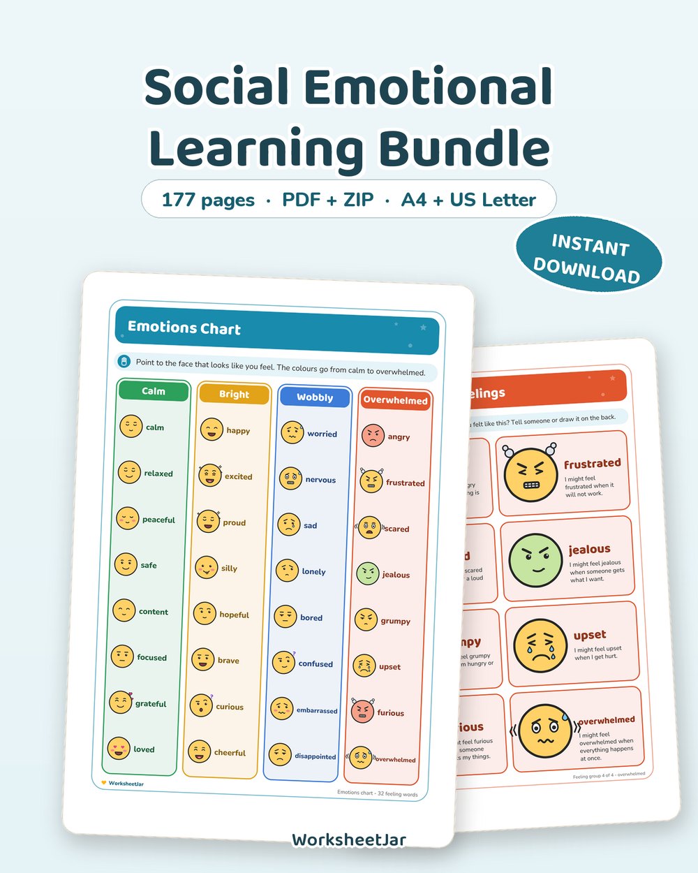 Social Emotional Learning Bundle | 177 Pages of SEL Printables - printable sel & stem cards PDF, page preview