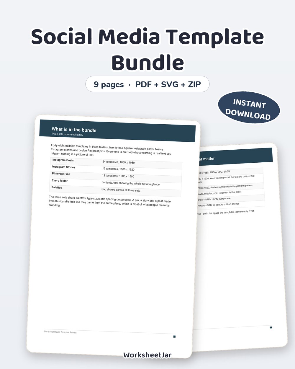 Social Media Template Bundle | 48 Editable Templates - printable career & business templates PDF, page preview