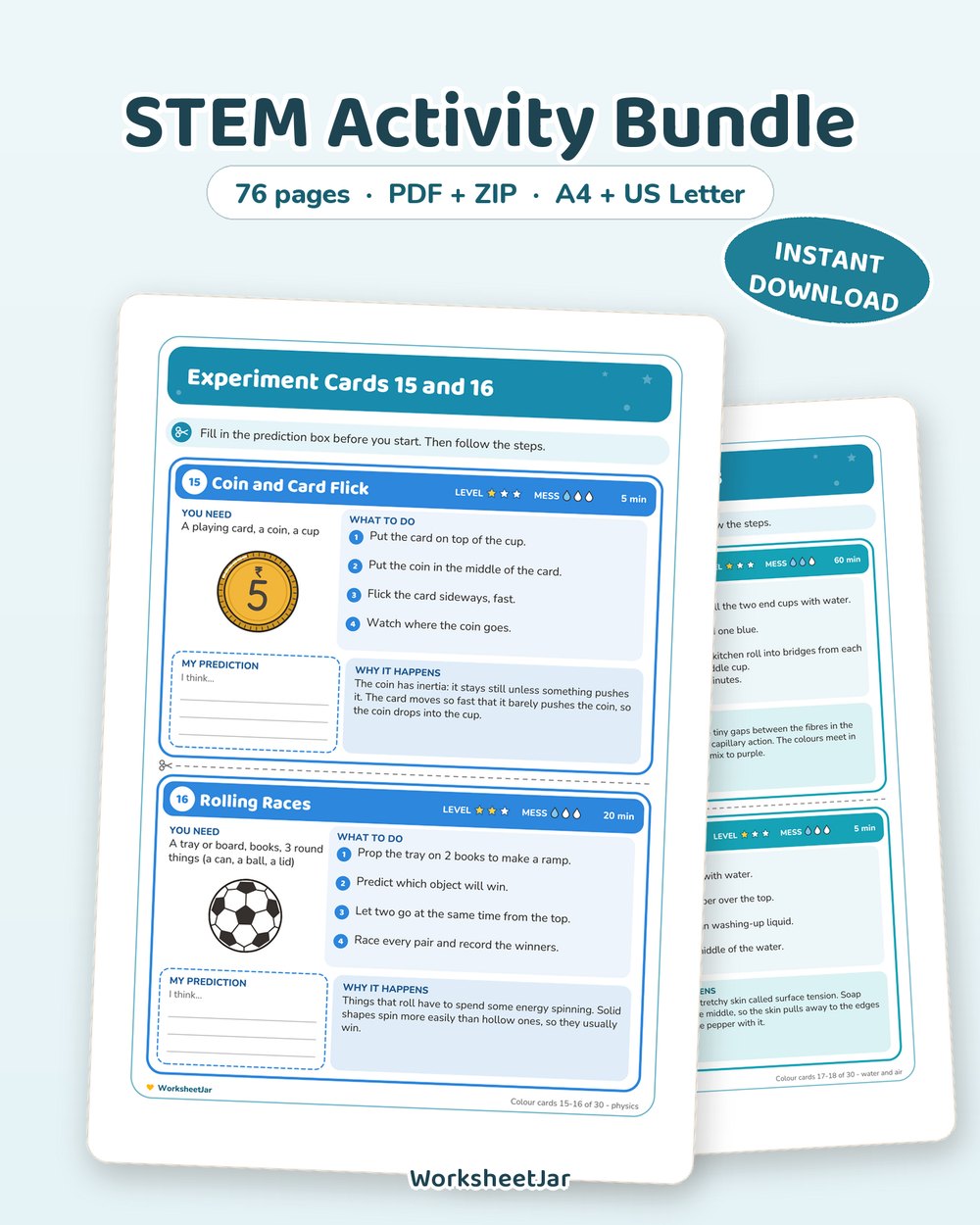 STEM Activity Bundle | 76 Experiment and Challenge Pages - printable sel & stem cards PDF, page preview