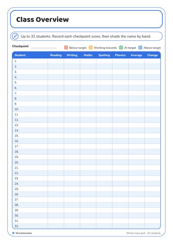 Student Progress Tracker - inside page 1