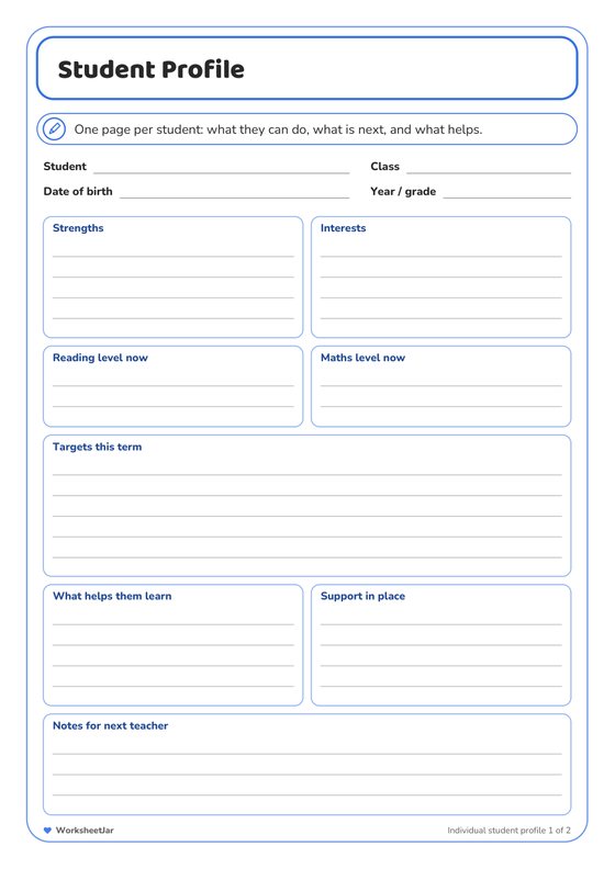 Student Progress Tracker - inside page 2
