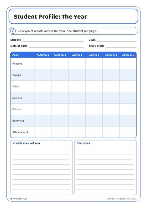 Student Progress Tracker - inside page 3