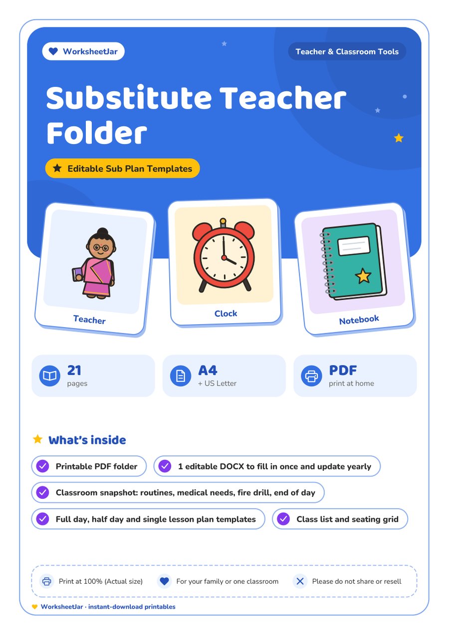 Substitute Teacher Folder - cover