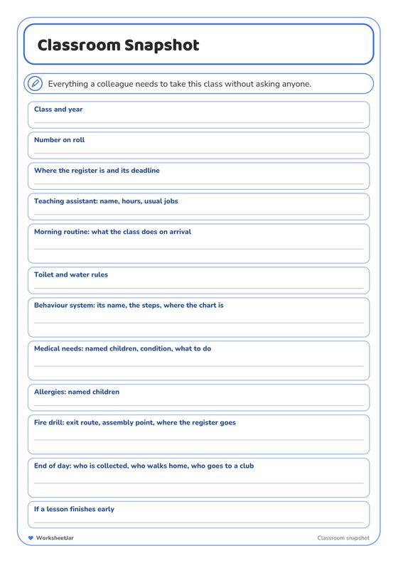 Substitute Teacher Folder - inside page 2