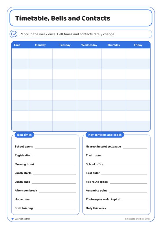 Substitute Teacher Folder - inside page 3