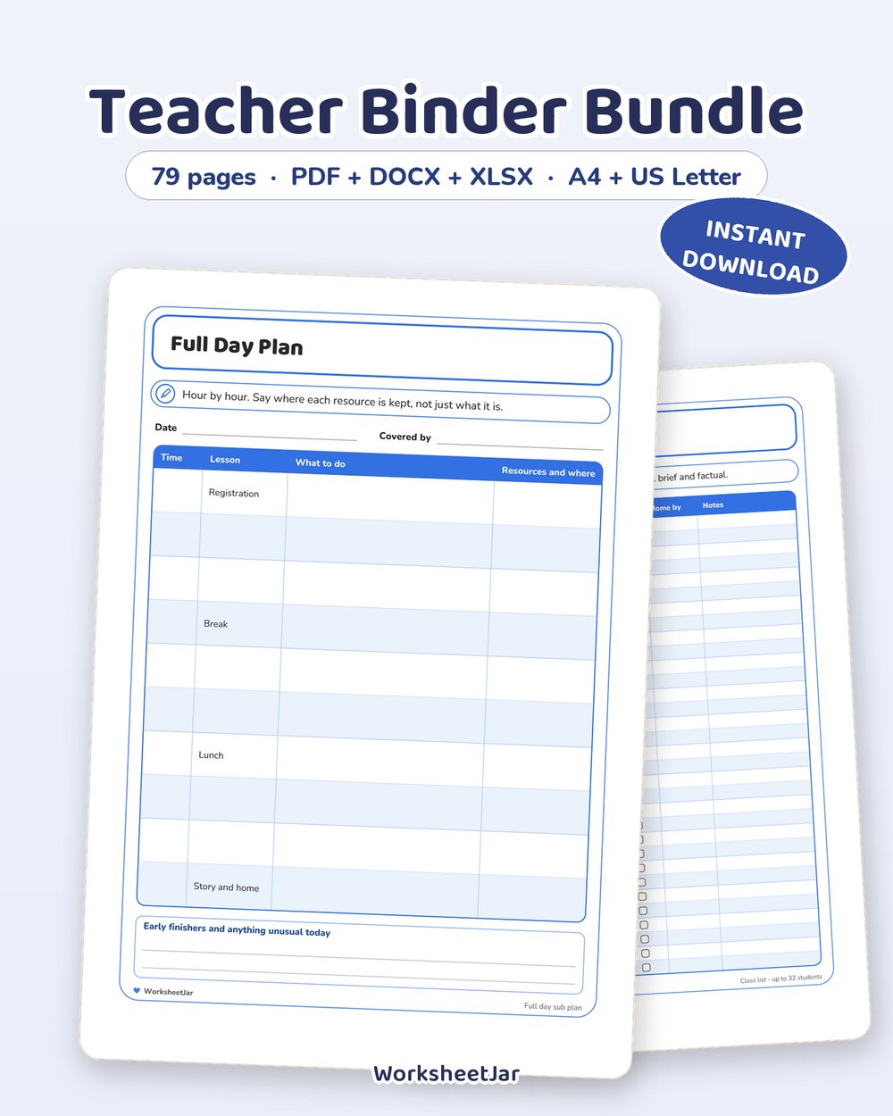 Teacher Binder Bundle | 79 Page Editable Planner Set - printable teacher & classroom tools PDF, page preview