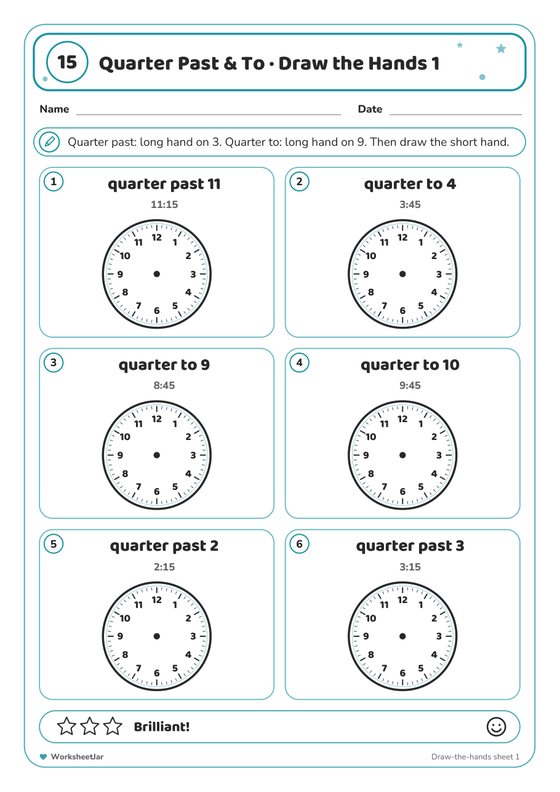 Telling the Time Quarter Past and To - inside page 2