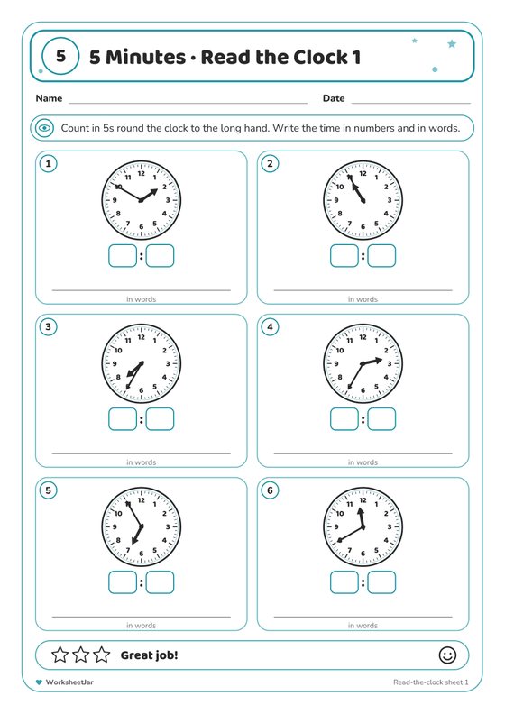 Telling the Time to 5 Minutes - inside page 1