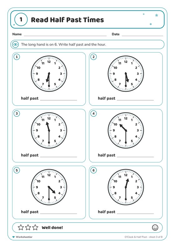 Telling the Time Worksheets - inside page 3