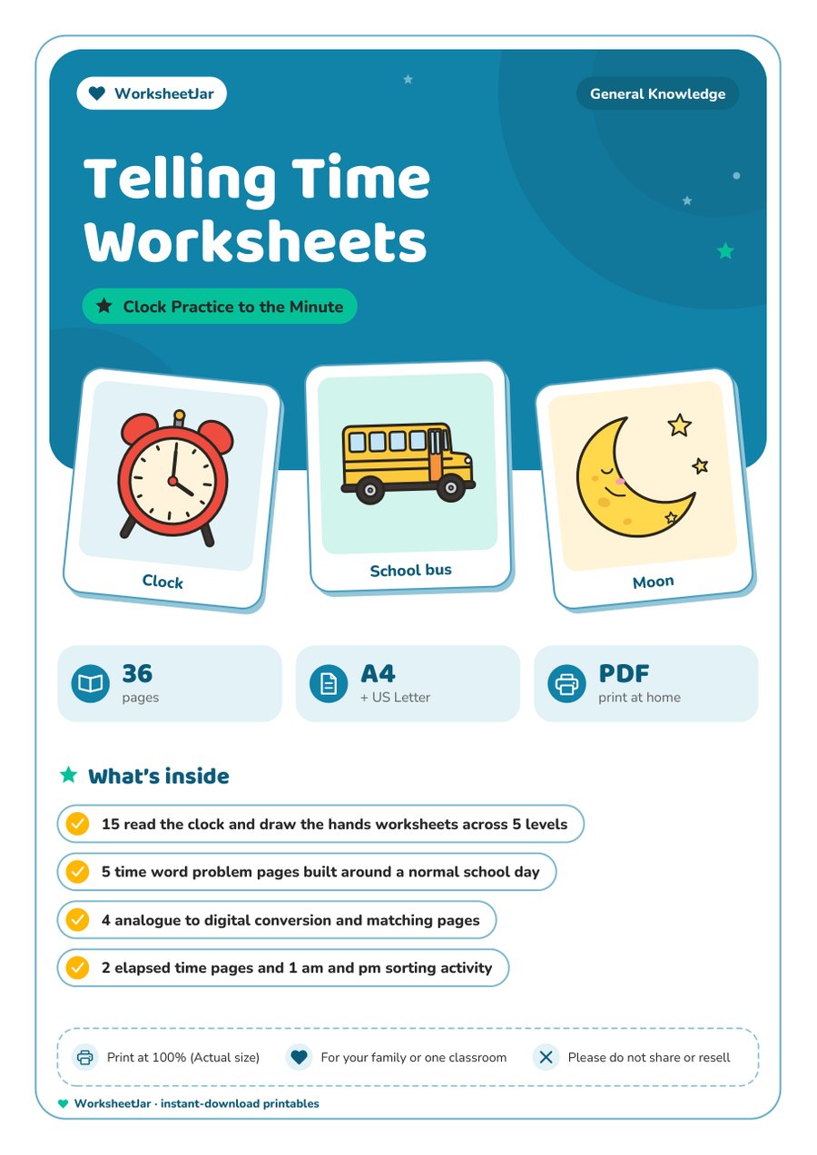 Telling Time Worksheets - cover