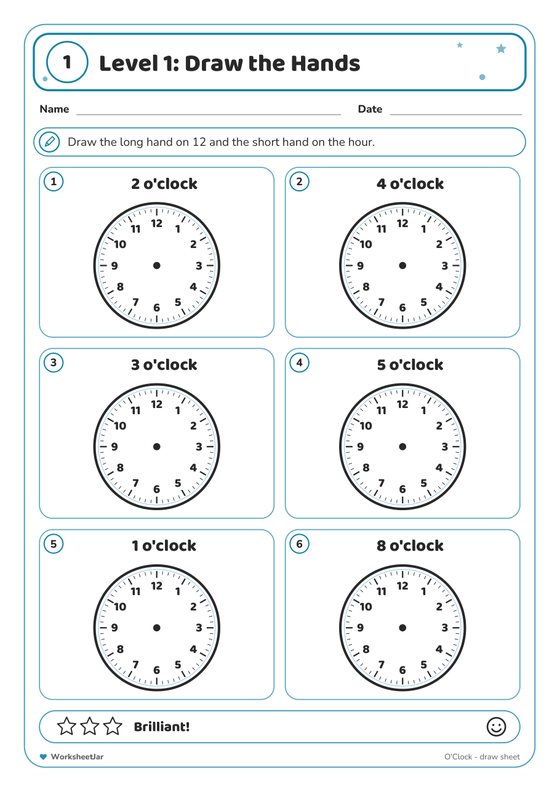 Telling Time Worksheets - inside page 3