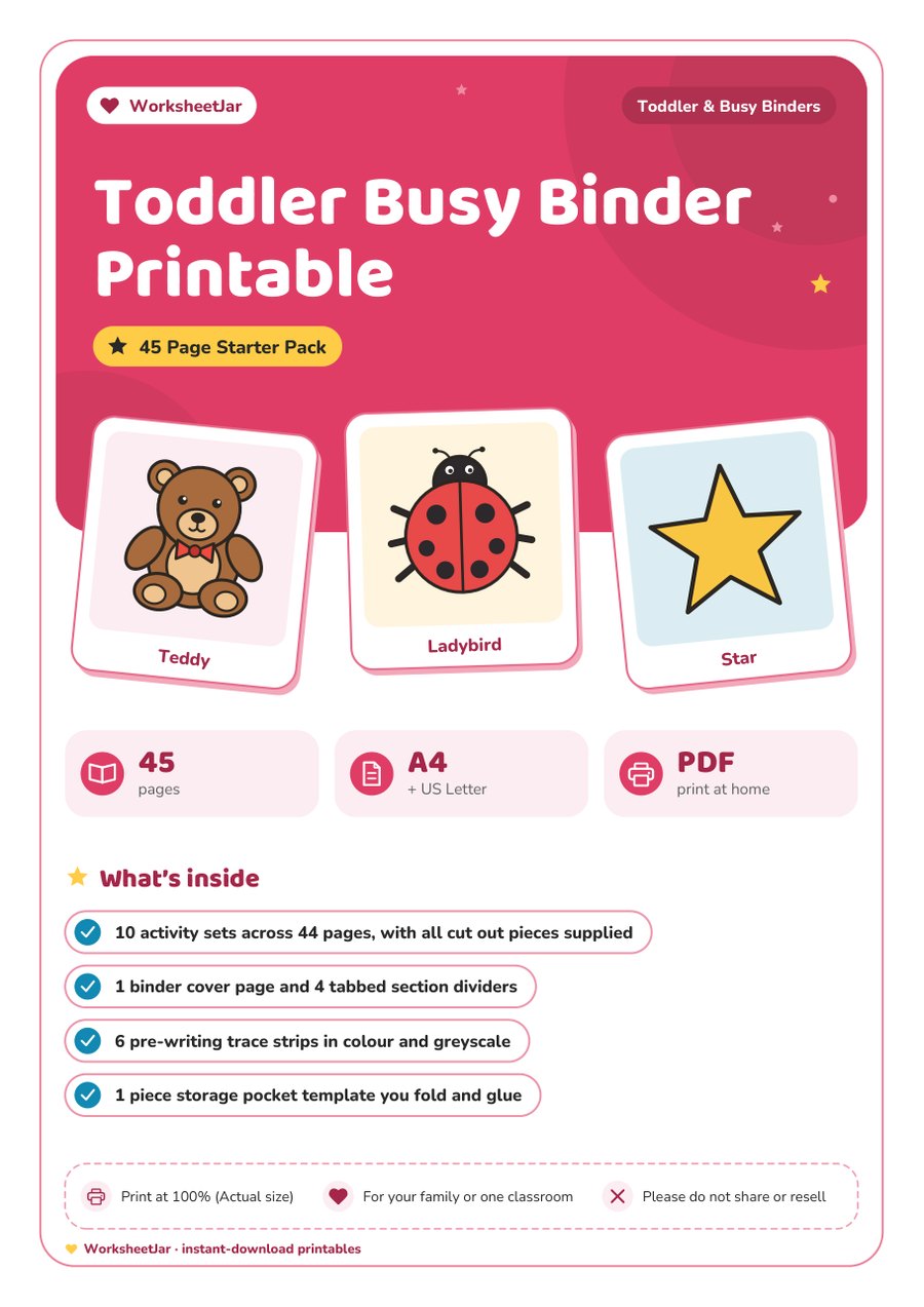 Toddler Busy Binder Printable - cover
