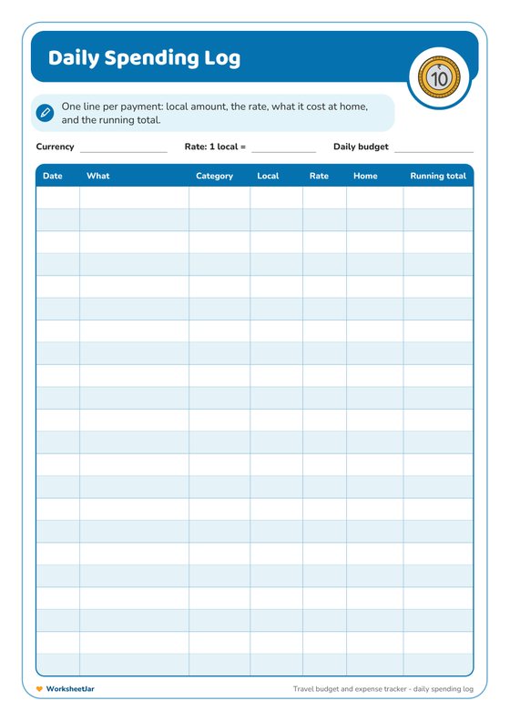 Travel Budget and Expense Tracker - inside page 2