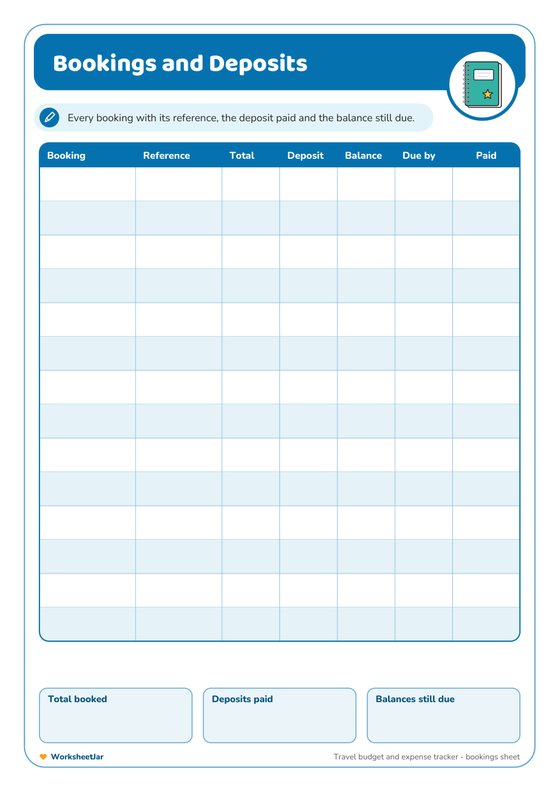 Travel Budget and Expense Tracker - inside page 3
