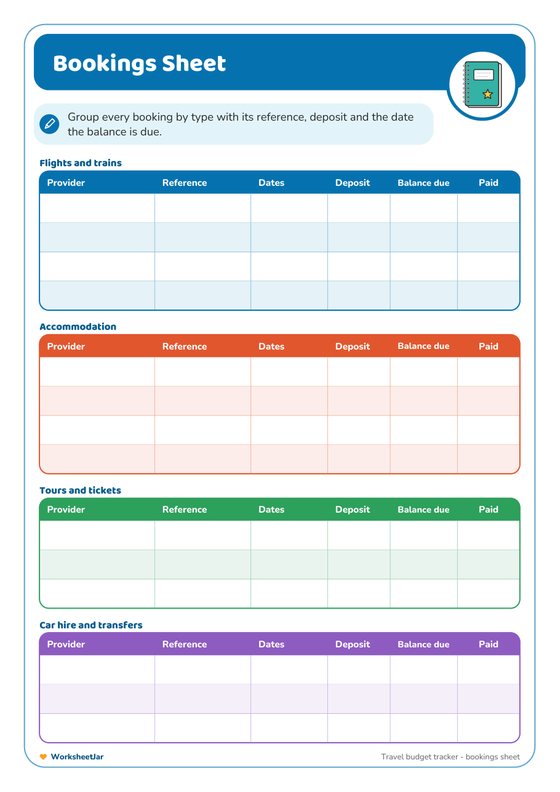 Travel Budget and Expense Tracker - inside page 3