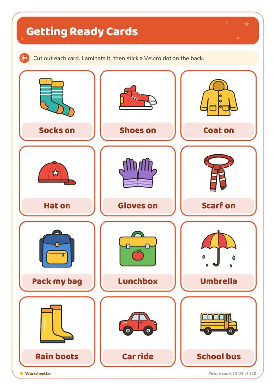 Visual Timetable Cards - inside page 2