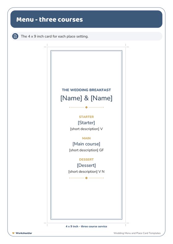 Wedding Menu and Place Card Templates - inside page 1