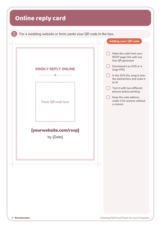 Wedding RSVP and Thank You Card Templates - inside page 2