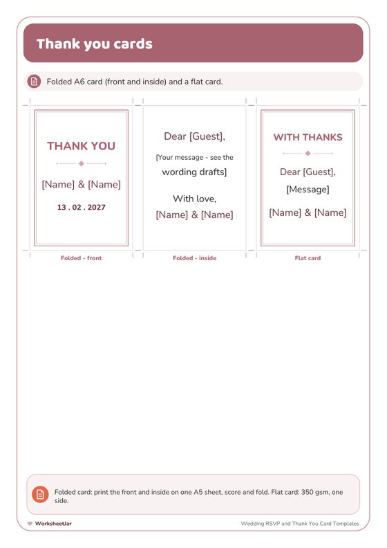Wedding RSVP and Thank You Card Templates - inside page 3