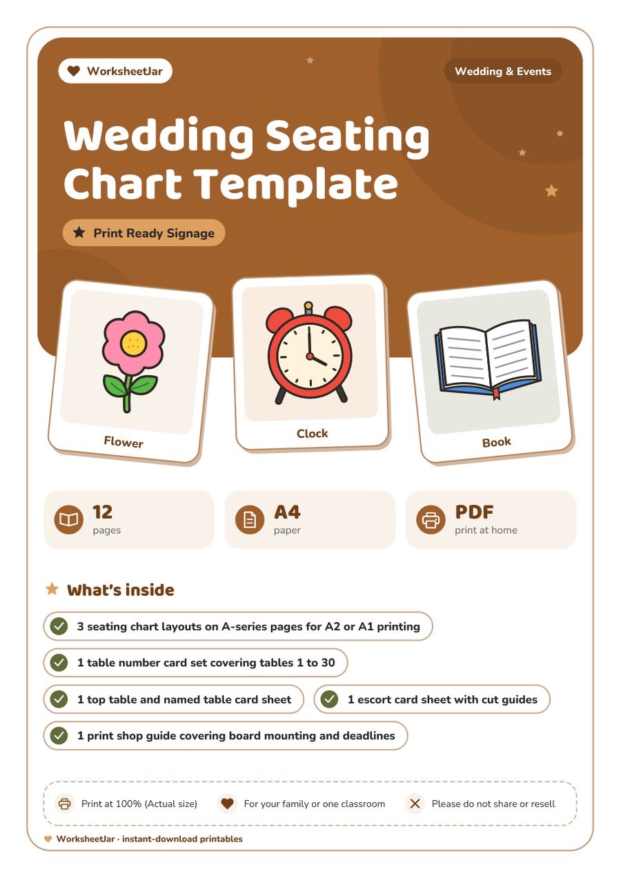 Wedding Seating Chart Template - cover