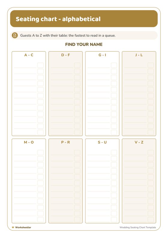 Wedding Seating Chart Template - inside page 3