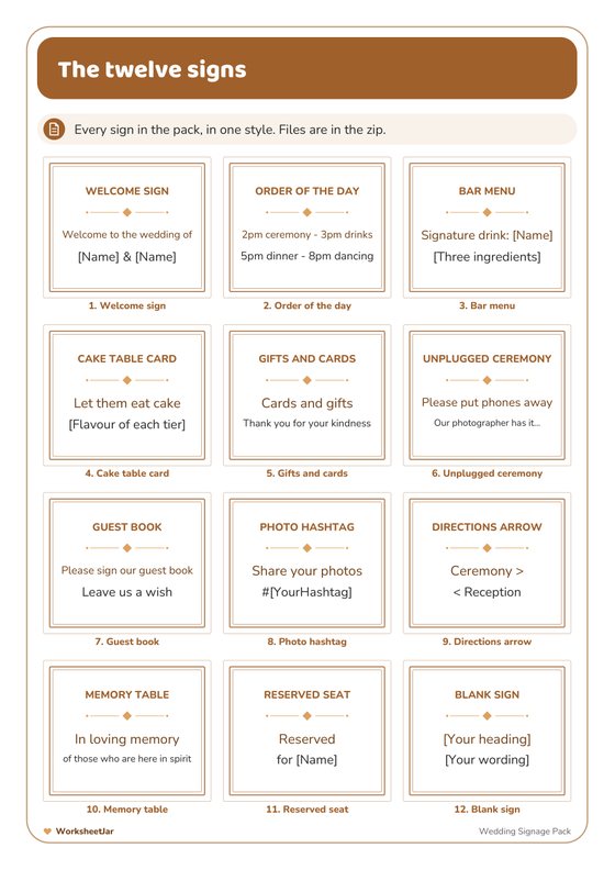 Wedding Signage Pack - inside page 2