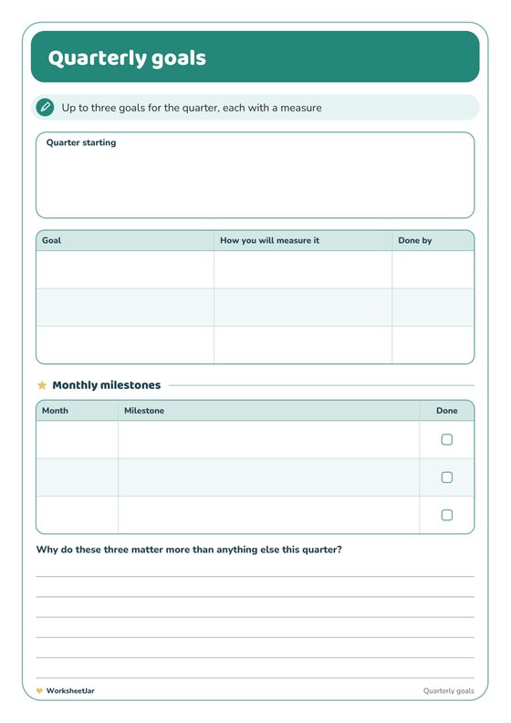 Weekly Review and Goal Planner - inside page 1