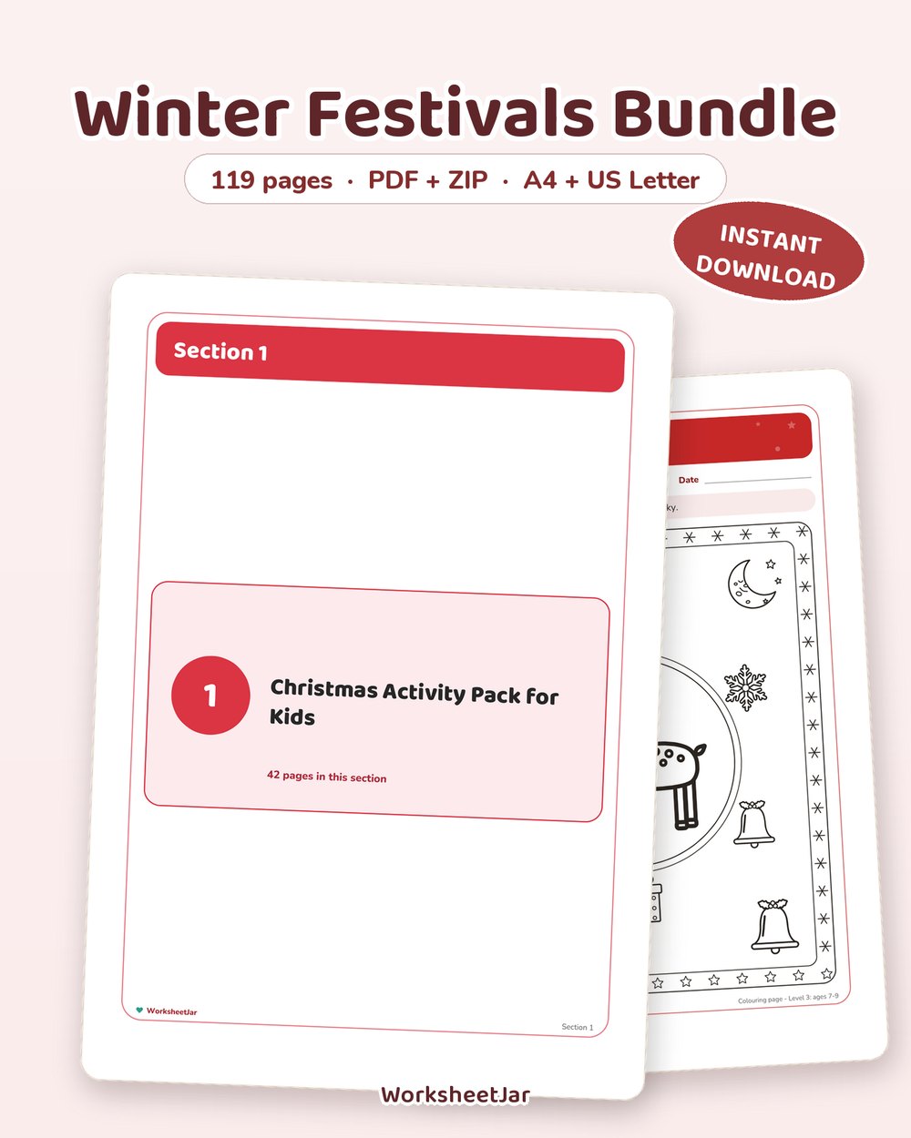 Winter Festivals Bundle | Christmas, Diwali and Eid Packs - printable seasonal & holiday packs PDF, page preview