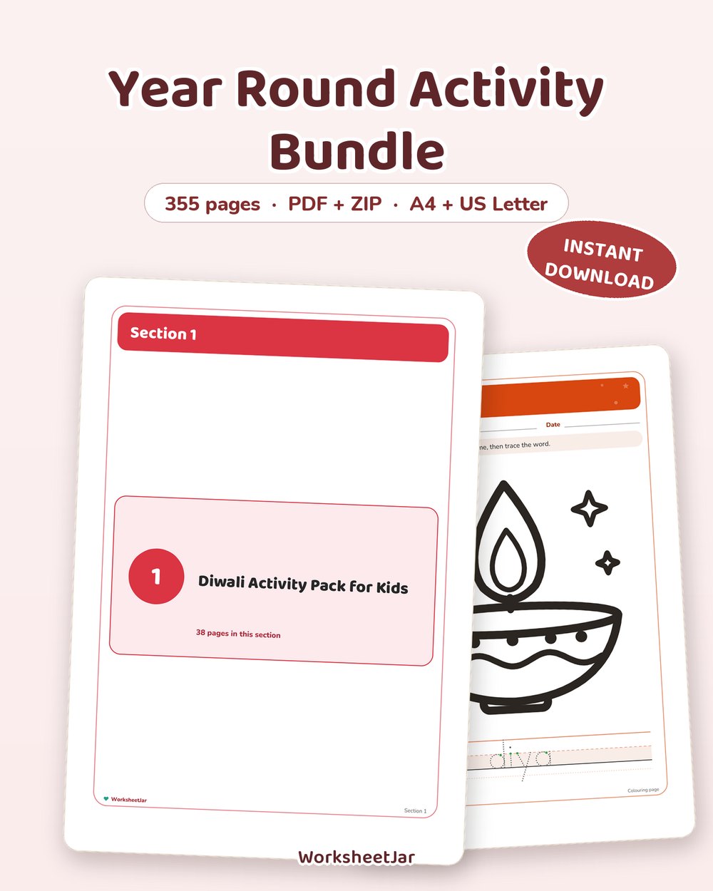 Year Round Activity Bundle | Every Season, 355 Pages - printable seasonal & holiday packs PDF, page preview